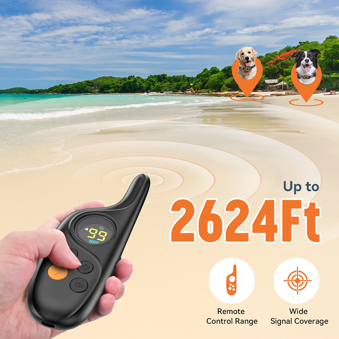 MAXLAPTER 2 Dogs Training Collar, IPX7 Waterproof Dog Shock Collar with 3 Modes, Rechargeable Pet Collar 2624ft Remote Control