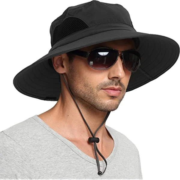 TIENDAHAT Sun Hat for Men/Women, Waterproof Wide Brim Bucket Hat Foldable Boonie Hat for Fishing Hiking Garden Safari Beach UPF 50/Waterproof