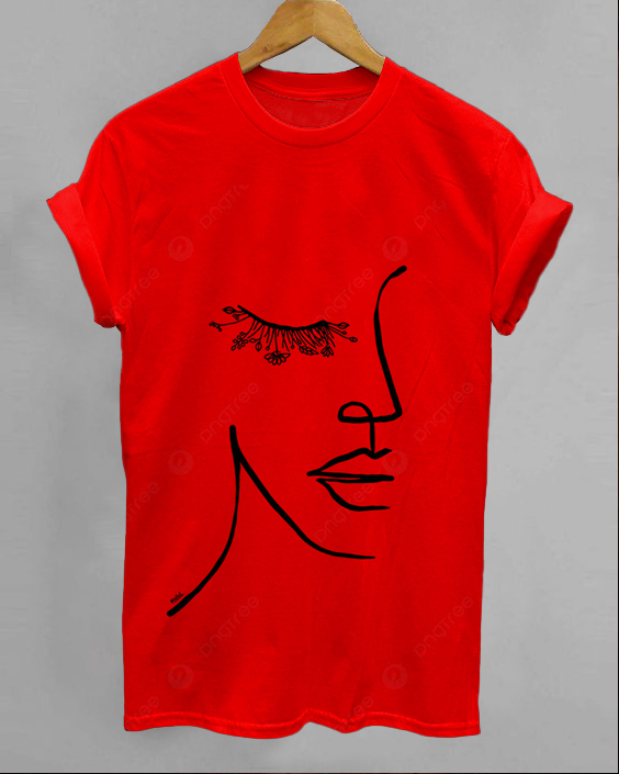 Line Face Cotton Unisex Short Sleeve Shirt