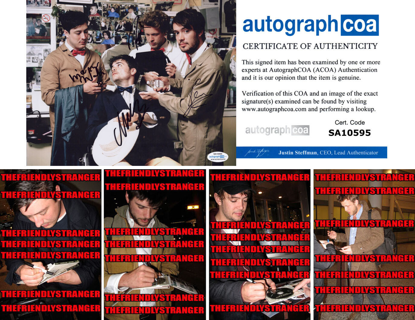 MUMFORD & SONS - ALL 4 signed Autographed 8X10 Photo Poster painting - PROOF - Marcus ACOA COA