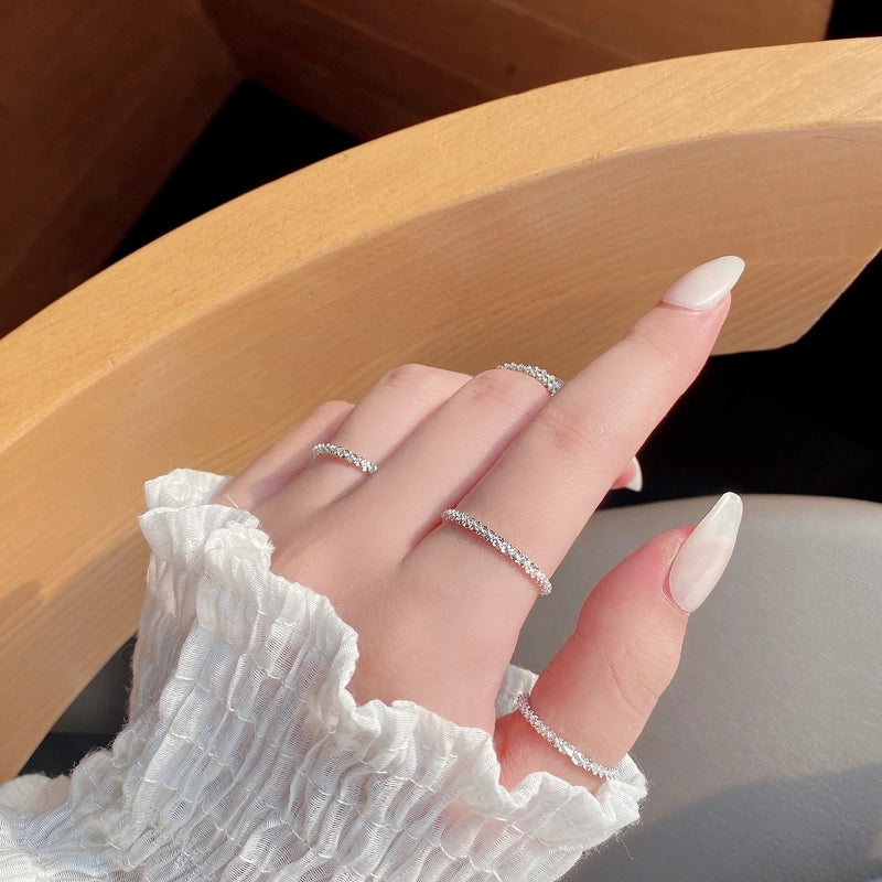 Silver Plated 925 Sterling Silver No Inlaid Geometric Rings