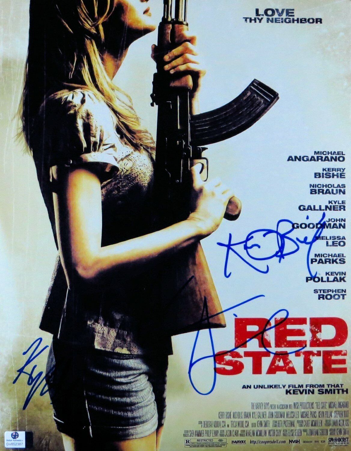 Kevin Smith Kyle Gallner Kerry Bishe Autographed 11X14 Photo Poster painting Red State GV852387