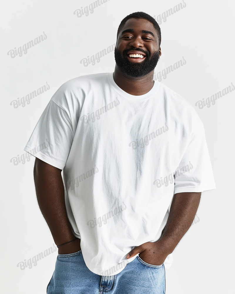 100 Cotton-Joker Solid Color Men's Loose Plus Size Short Sleeve T-Shirt