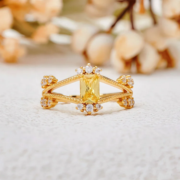 Olivenorma Exquisite Vintage Baguette Cut Citrine Ring