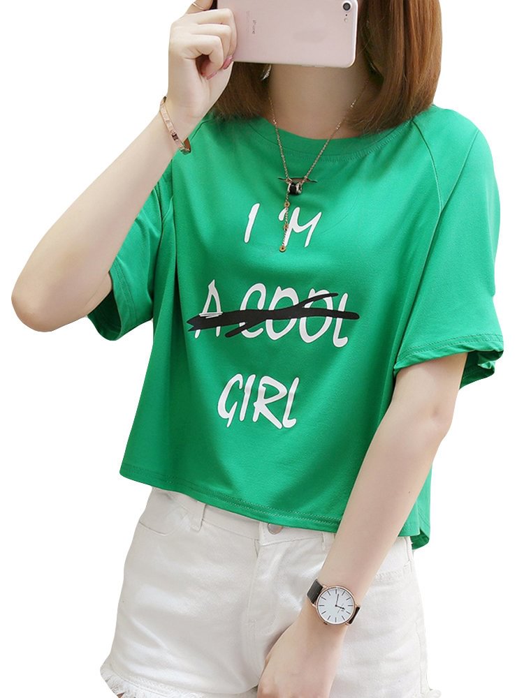 Letters Printed Hole Short Sleeve T shirts P1348762