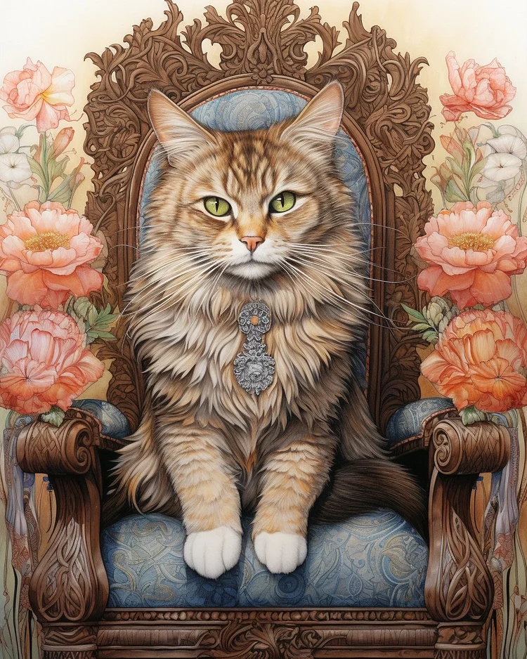 Throne Cat 40*50CM(Canvas) Diamond Painting gbfke
