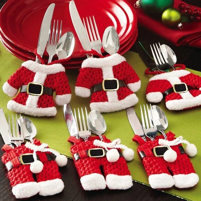 6 Pieces Christmas Silverware Holders Knife Fork Pouch Bag