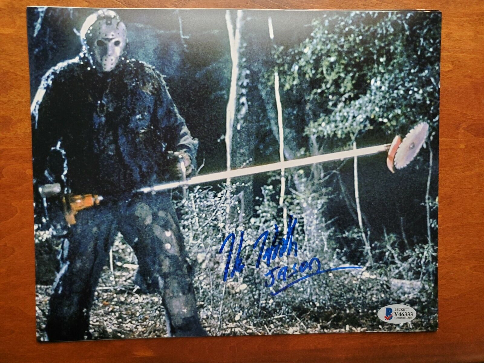 Beckett certified signed Photo Poster painting Friday The 13th Jason Kane Hodder BAS weed wacker