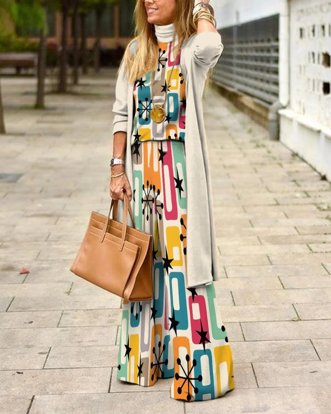 Herringbone Sweater Three-Piece Suit 4095