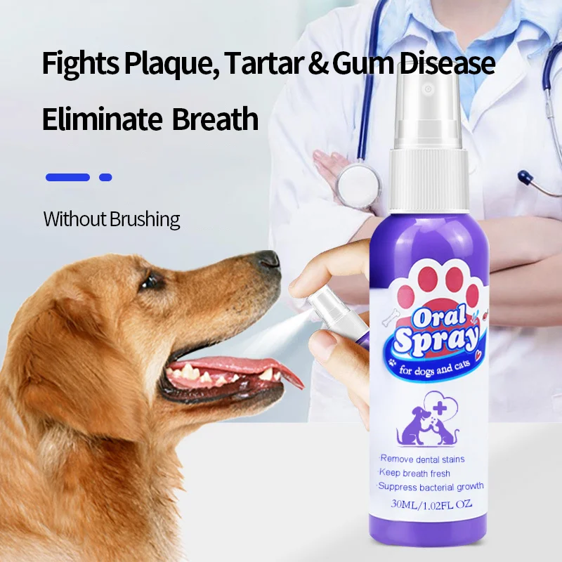 Petry&reg; Teeth Cleaning Spray for Dogs & Cats, Eliminate Bad Breath, Targets Tartar & Plaque, Without Brushing
