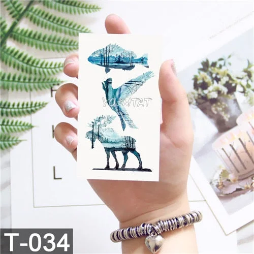 Cute Watercolor Cartoon Design Temporary Tattoo For Kids Children Lamp Water Trasnfer Tattoo Stickers Ocean Women Girl Tatoos