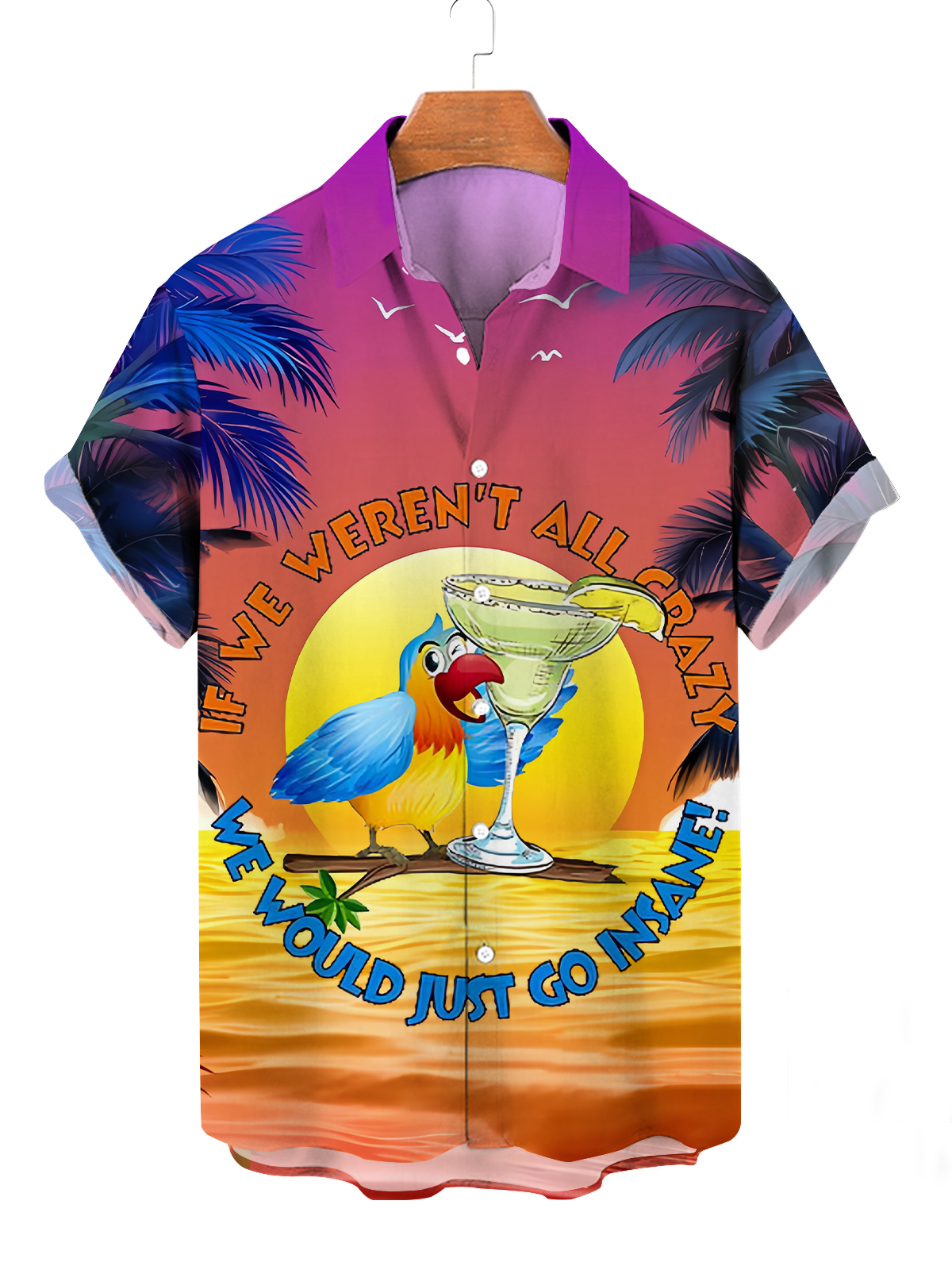 Men's Comfortable Hawaiian Cartoon Vacation Beer Print Shirt PLUSCLOTHESMAN