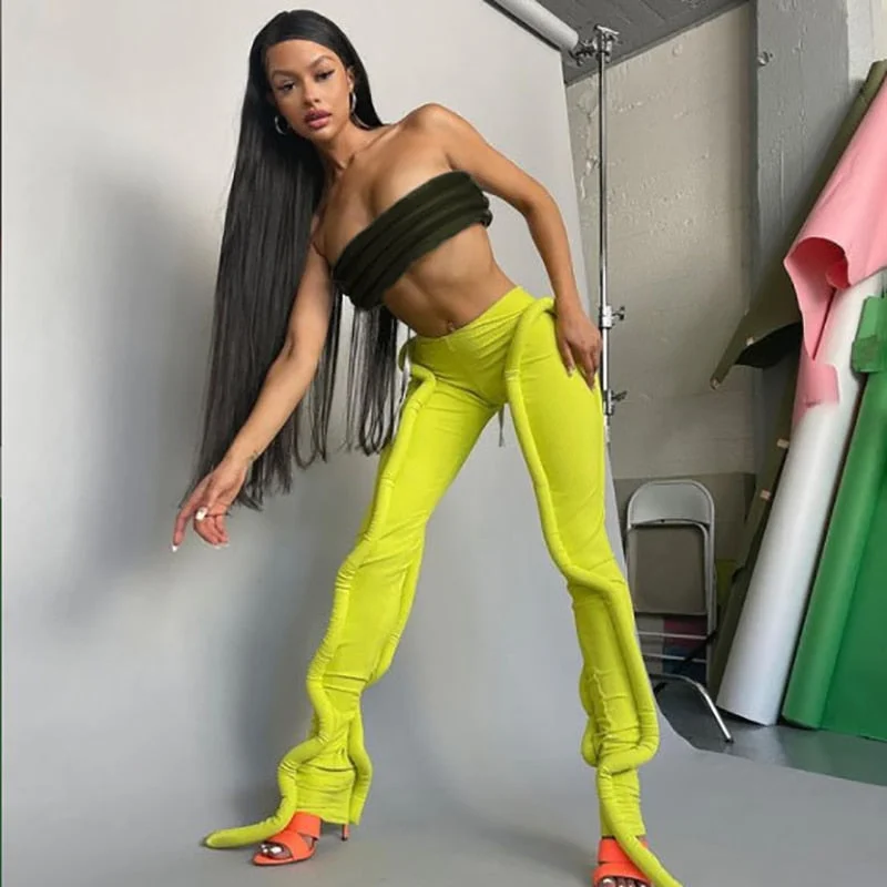 2021 Neon Green Ribbed Women Trend Tank tops Fashion Casual Skinny Fitness Streetwear  tops