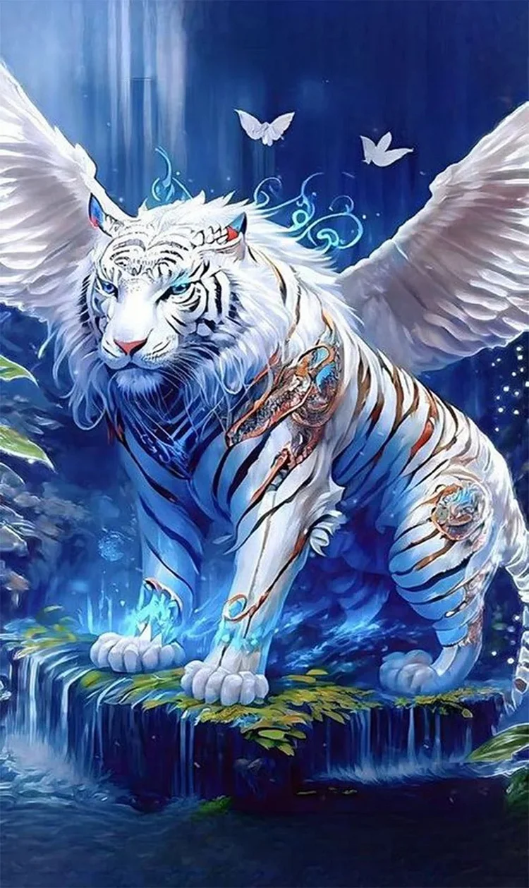 Tiger with Wing 50*80CM (Canvas)Full Round/AB Round Drill Diamond Painting gbfke