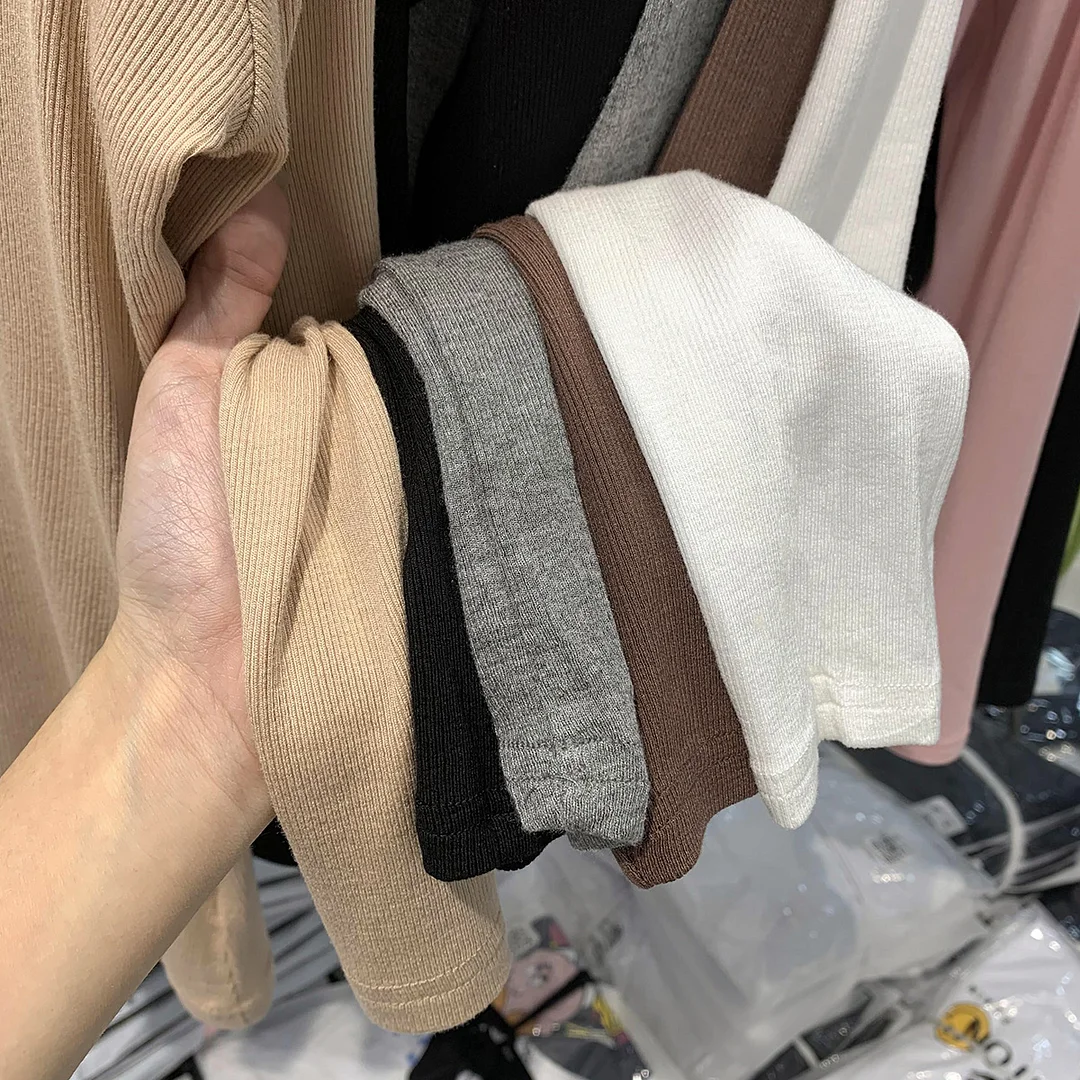 Toloer Threaded Deep V Long-Sleeved T-Shirt Women's Spring And Autumn New Slim Bottom Shirt With Pure Sexy Solid Color Blouse-Outfit Ideas