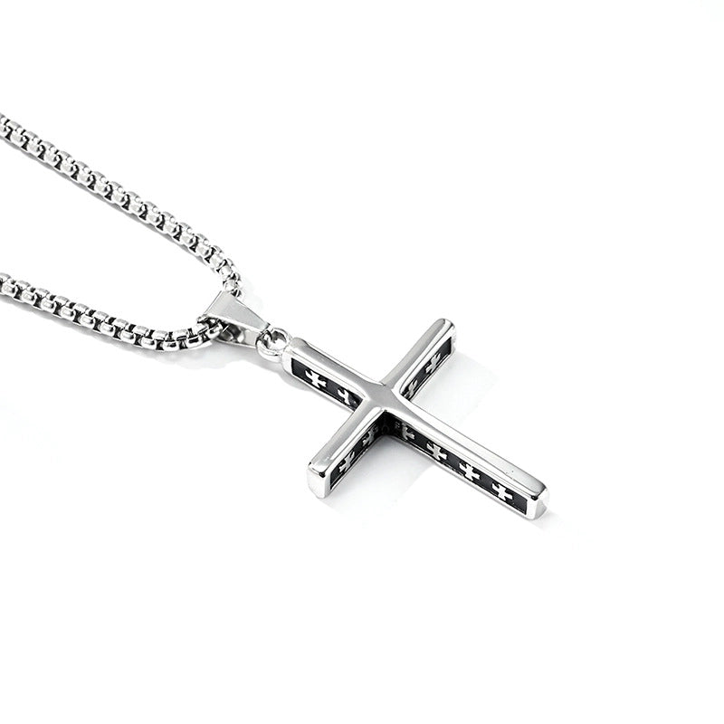 Retro Punk Cross Axe Alloy Titanium Steel Iron Plating Men’s Pendant Necklace Men Pendant Necklaces