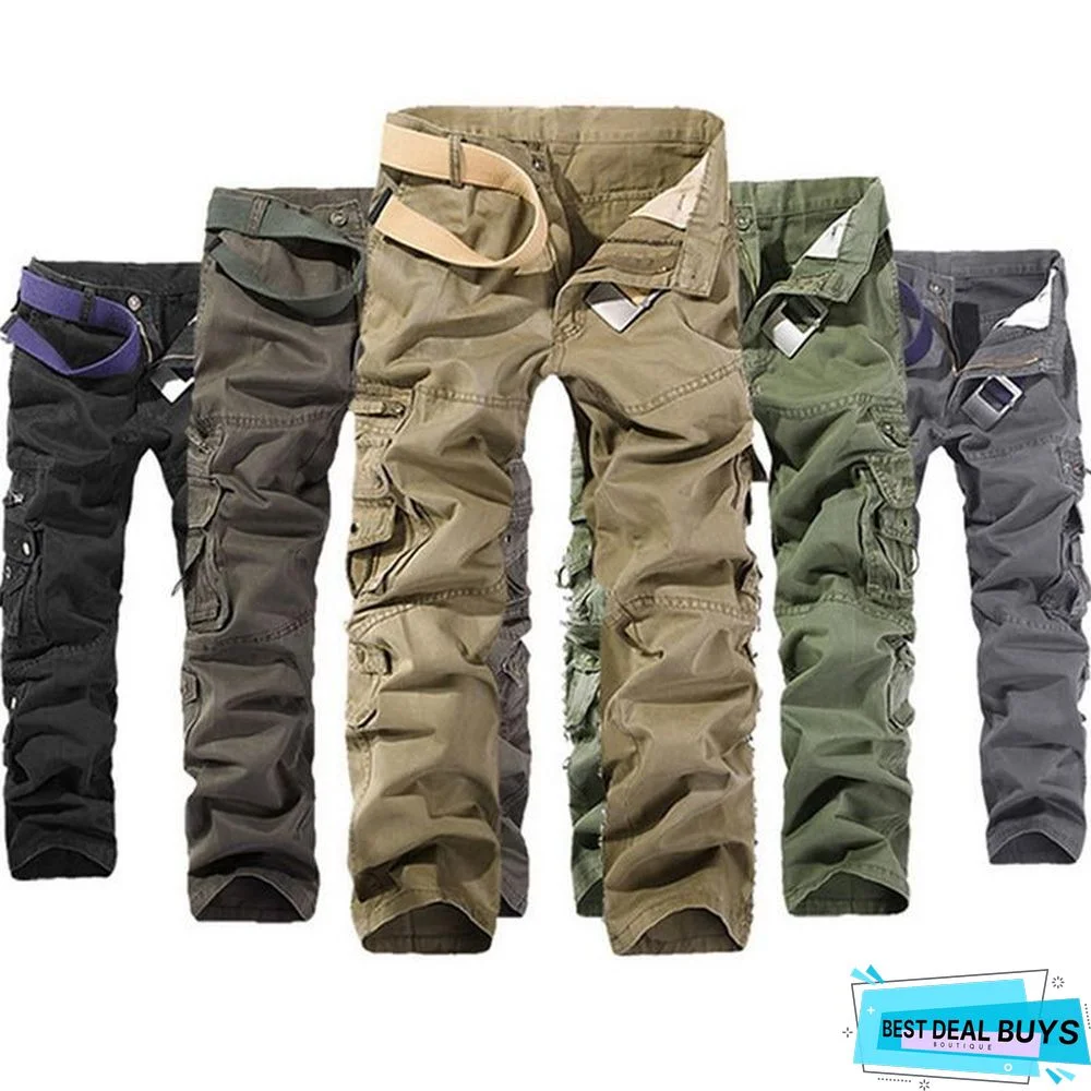 Mens Tactical Pants Joggers Casual Male Cargo Pants Cotton Trousers Multi Pocket Military Style Green Pants