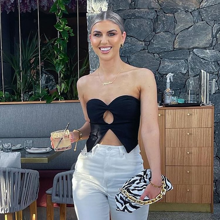 Chic Fashion Cut It Out Strapless Crop Tops Women Sexy Sleeveless Backless Cropped Tube Top 2022 Summer Streetwear - BlackFridayBuys