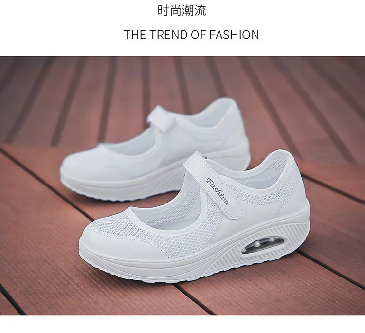  Shoes Women Sneakers Mesh Rocking Shoes Women's Shoes Air Cushion Walking Shoes Black Shoes For Women Size 35-42 Gray Black Red