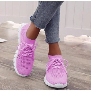 Women Shoes 2022 Summer Mesh Breathable Sneakers Women Platform Casual Sport Shoes Women Comfort Lace Up Running Shoes Plus Size