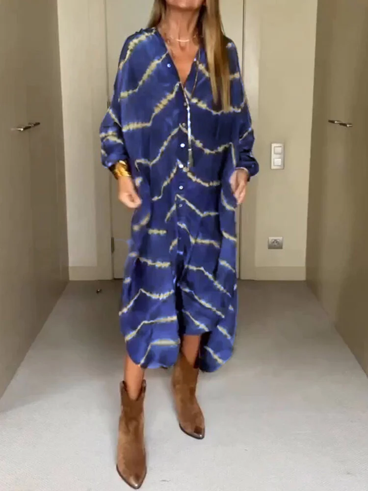 Boho Geo Print Loose Stylish Dress