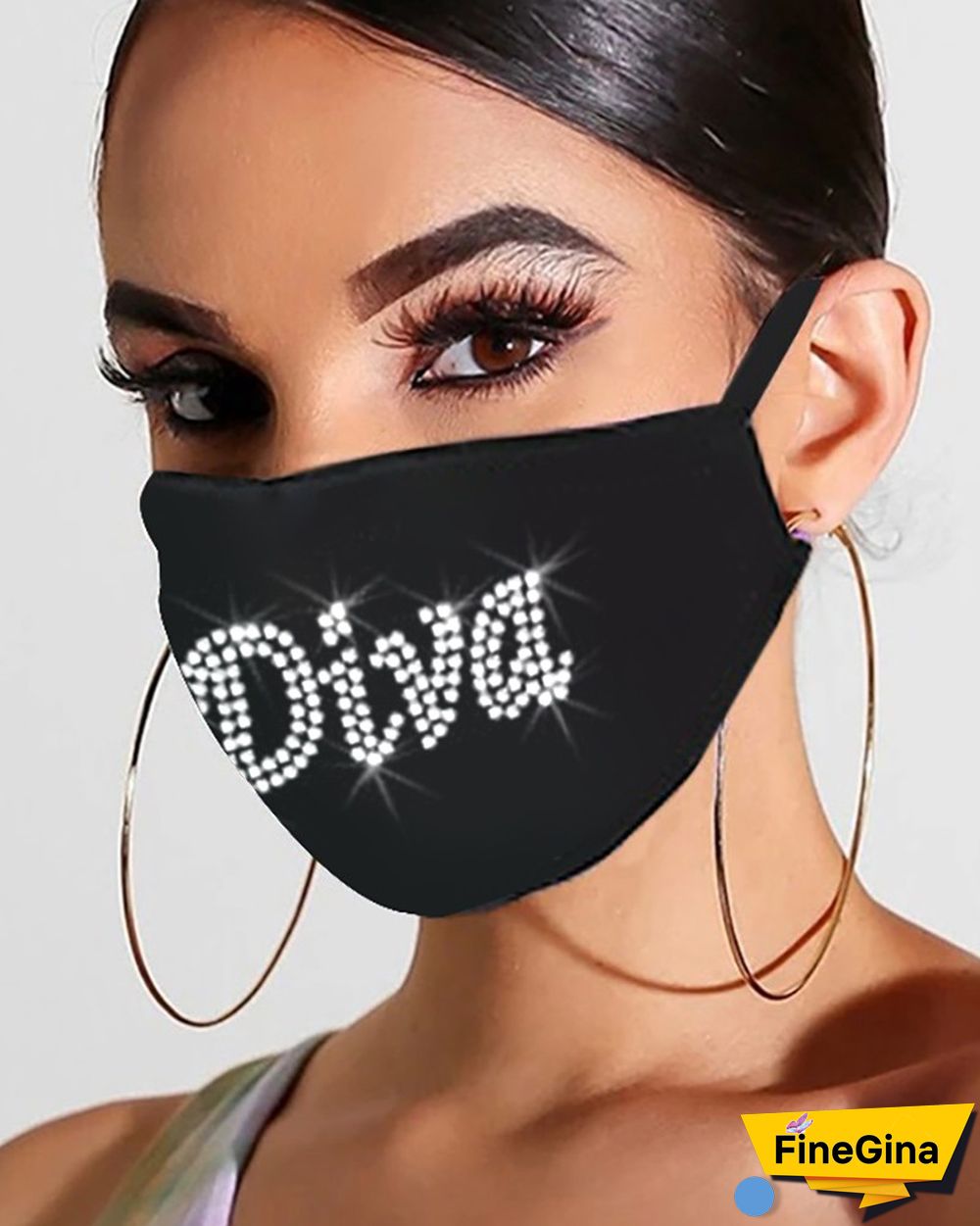 Bling Rhinestone Letter Pattern Face Mask