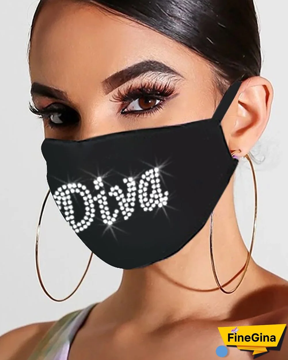 Bling Rhinestone Letter Pattern Face Mask
