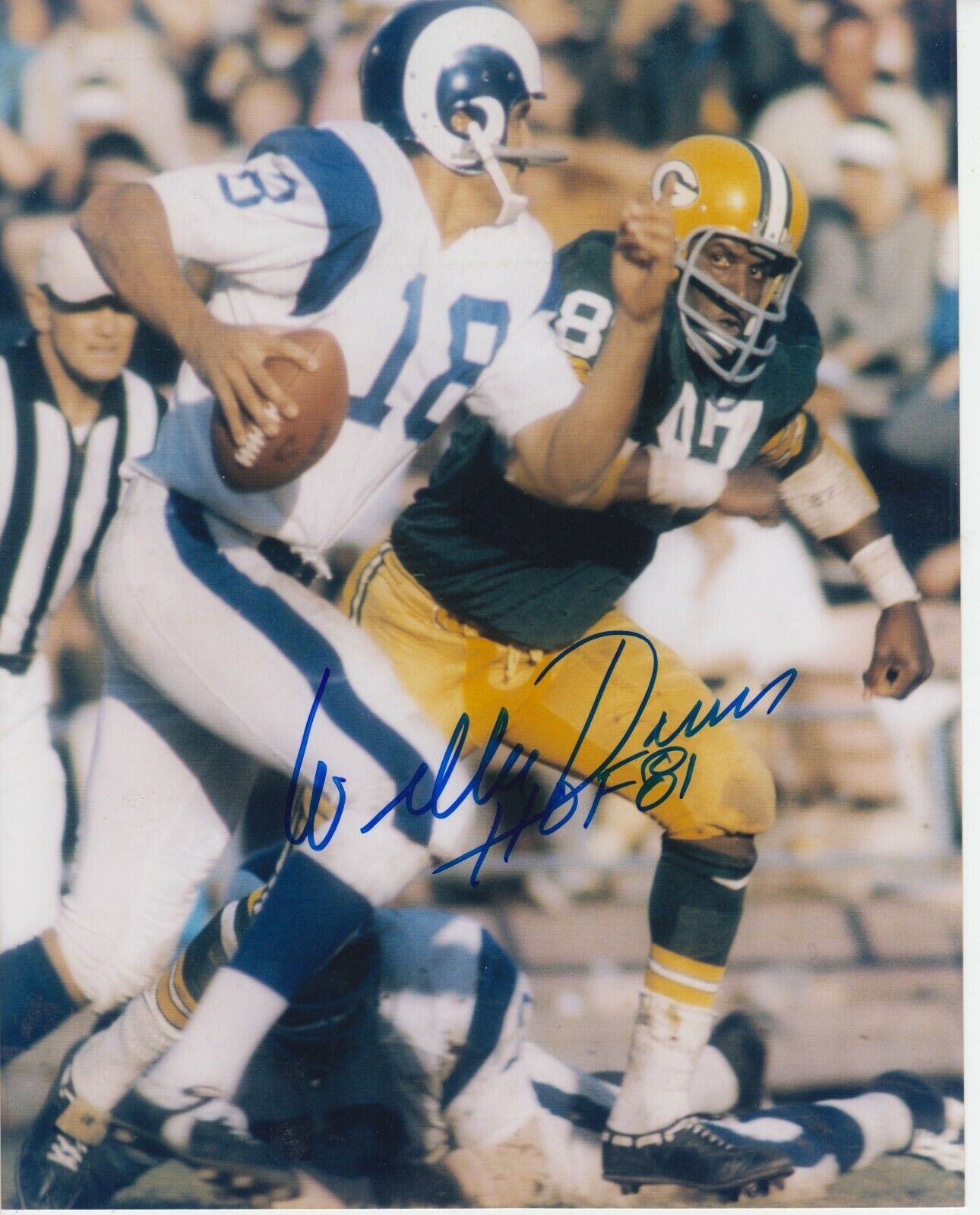 Willie Davis W/ HOF 81 8x10 Signed Photo Poster painting w/ COA Green Bay Packers #1