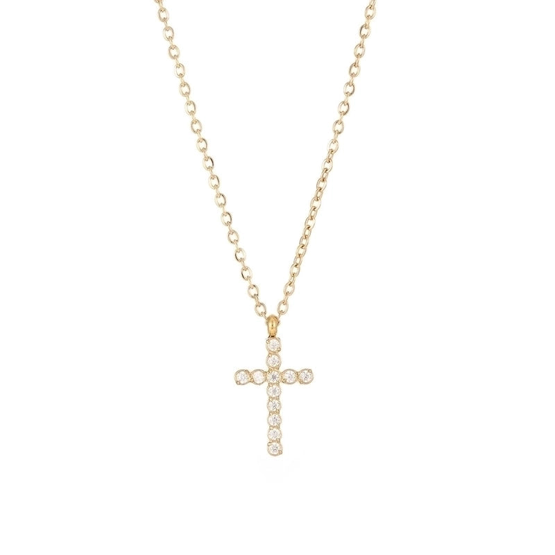 Casual Elegant Cross Stainless Steel Titanium Steel Plating Inlay Zircon Pendant Necklace