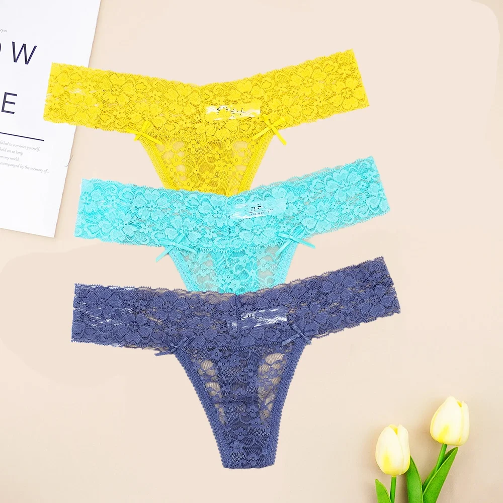 Billionm Sexy Full Lace Panties Women Thongs Hollow Out String Transparent Seamless Underpants Tangas Super Low Waist T-back