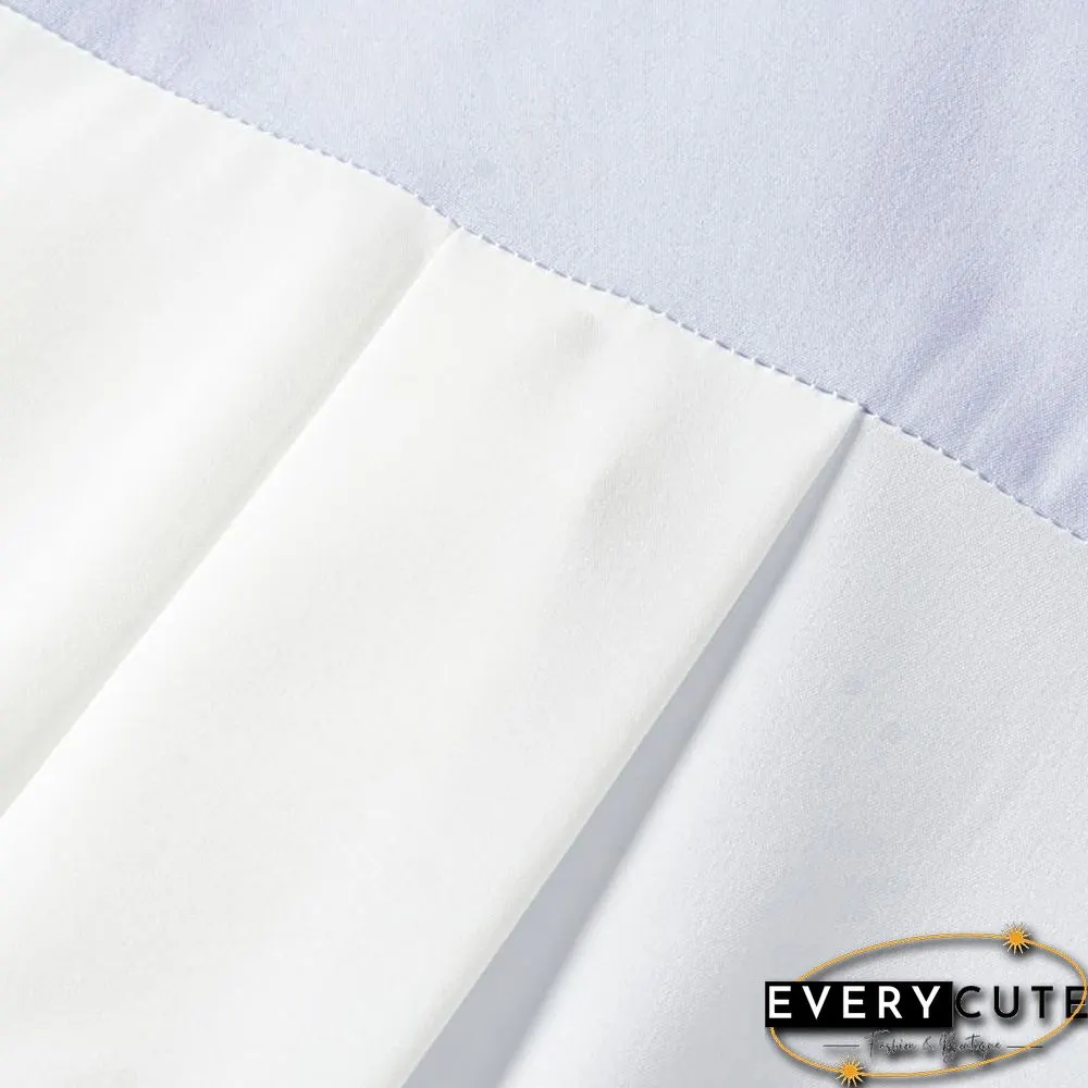Light Blue Contrast Button-up Drop Shoulder Shirt