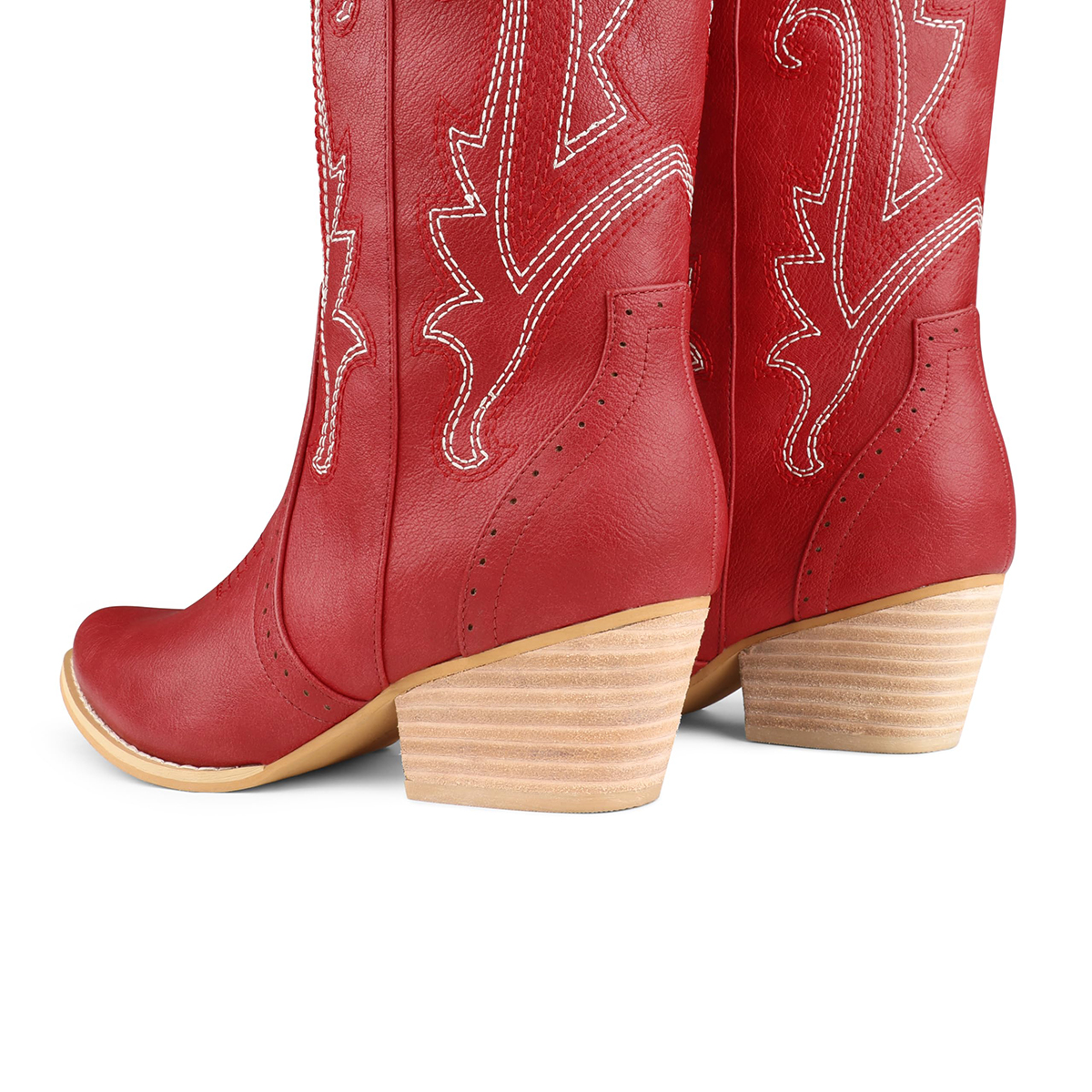 2" Women's Pointed Toe Embroidered Cowboy Boots Vintage Style Western Cowgirl Boots-MERUMOTE