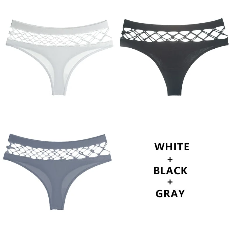 TERMEZY 3Pcs/Lot Hollow Out Lingerie Europe Seamless Sexy Panties Women  Elasticity Underwear Temptation Middle-waist G String