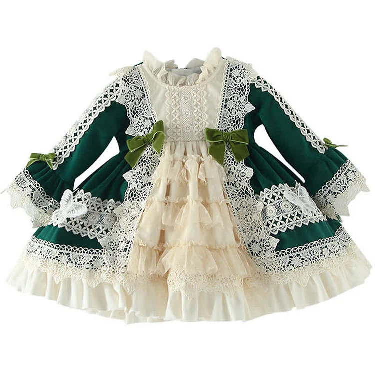 Toddler Girls Colorblock Layered Princess Lolita Dress - Modakawa modakawa