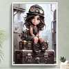 (US Only)Paint By Numbers Kit On Canvas DIY Oil Art Girl on The Suitcase Picture 50x70cm