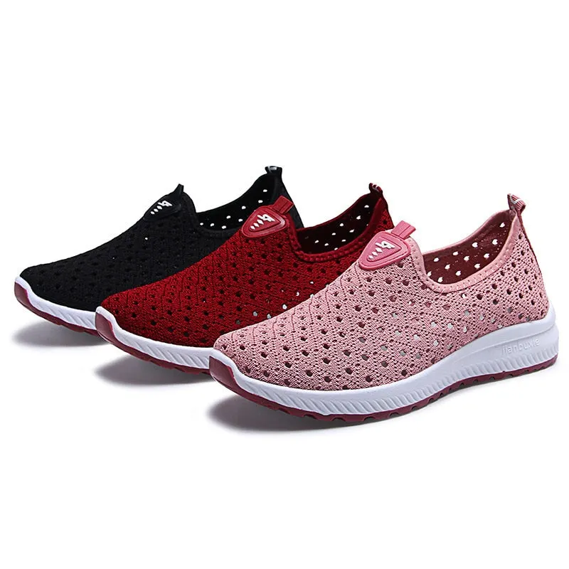 Summer Women Shoes 2021 Breathable Platform Sneakers Ladies Slip on Casual Flats Socofy Loafers Fashion Mesh Women Trainers