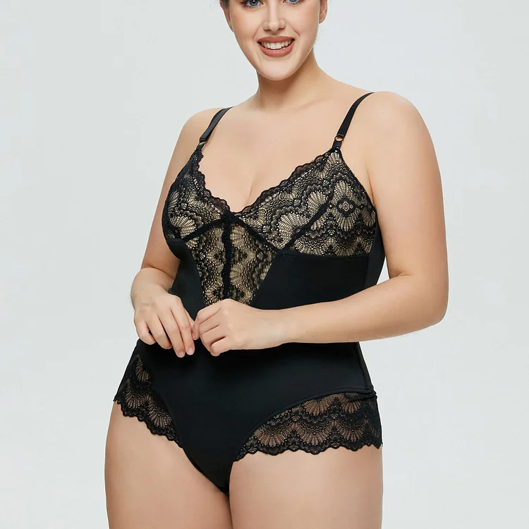 Lace Suspenders Tight-fitting Bodysuit - yankia