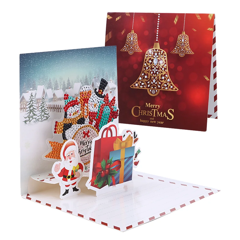 6pcs Diamond Drawing Card Santa Special Shape Gifts for Family Friends and Lover【With White Envelope】