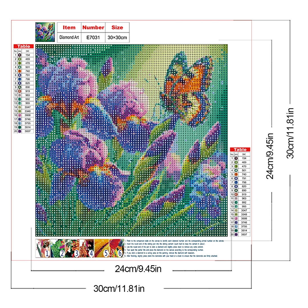 Diamond Painting - Full Round Drill - Butterfly Flower(Canvas|30*30cm)