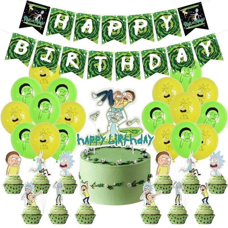 Rick and Morty Party Supplies Kit Banner Balloon Party Decoration Set