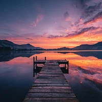 Lakeside Sunset Glow - Diamond Painting