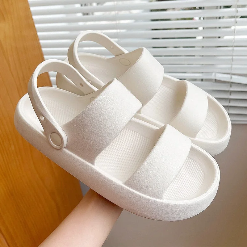 Summer Women Flip Flops Slippers Solid Thick EVA Platform Non-Slip Heel Sandals Home Outdoor Beach Couples Men's Ladies Shoes