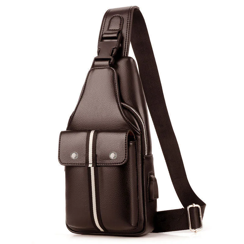 Soft Leather Bag Waterproof Casual Men's Chest Bag