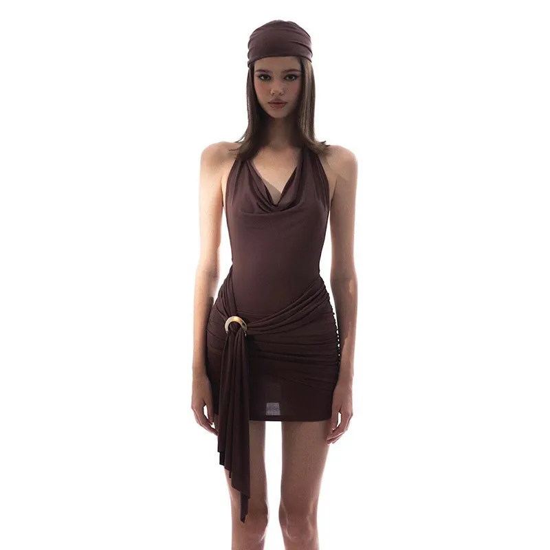 Uveng Uveng Spring New Fashion Sexy Back Royal Sister Wind Deep V Sling Dress