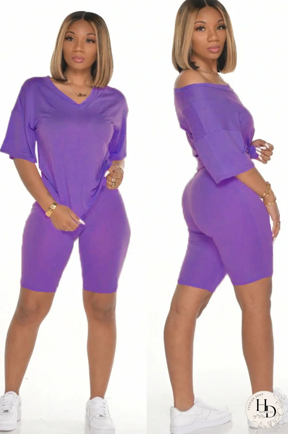 Yellow knit Casual Patchwork Two Piece Suits Solid pencil Short Sleeve