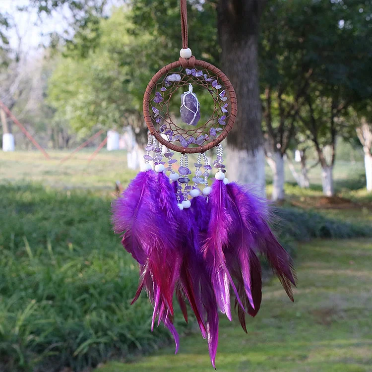 Olivenorma Natural Crystal Agate Pendant Charm Round Dream Catcher