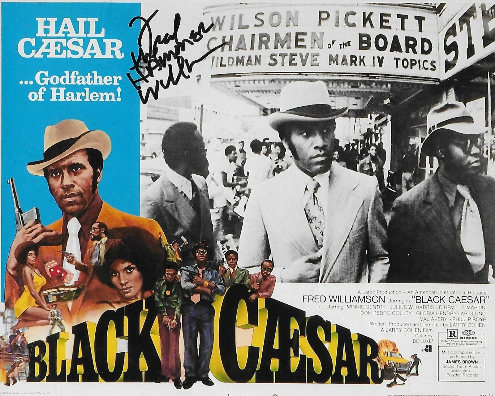 Fred Williamson Black Cesear Original Autographed 8X10 Photo Poster painting