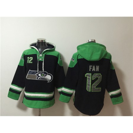 Men's  Seattle Seahawks #12 Fan Black Ageless Must-Have Lace-Up Pullover Hoodie
