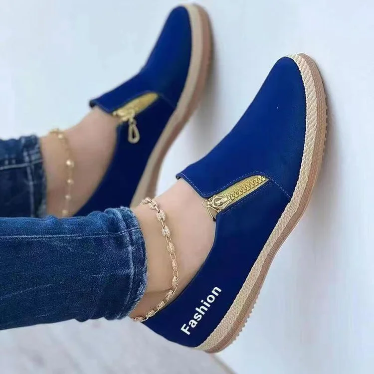 Breakj Breakj Large-Size Zipper Casual Single Women's Shoes 2025 Spring And Autumn Solid-Colored Loose Cake Bottom Linen Rope Canvas Shoes