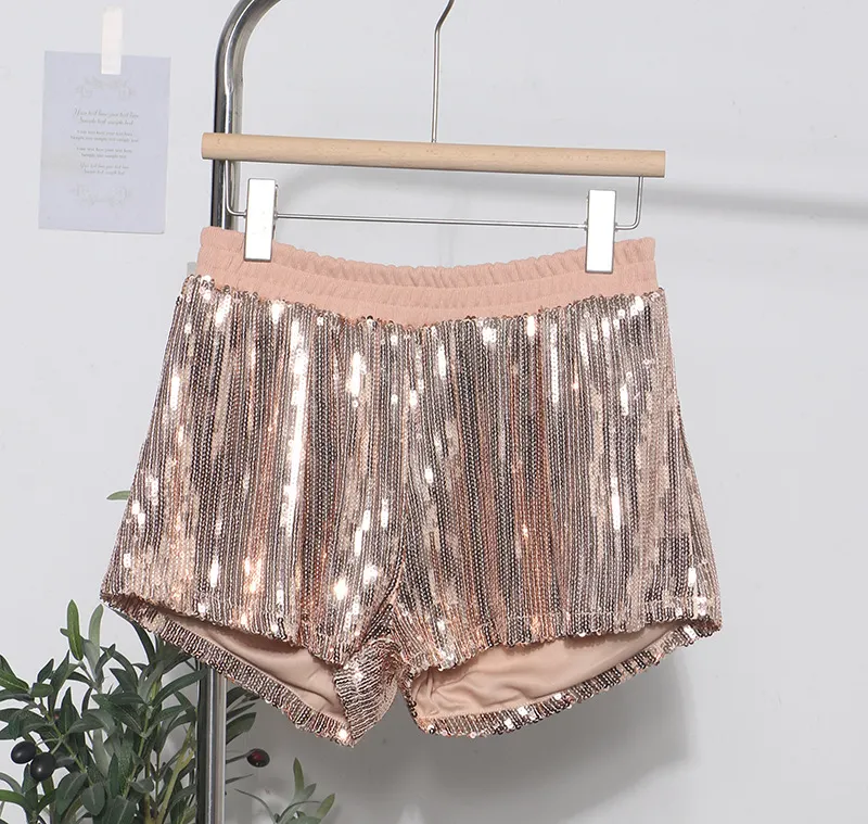 Nigikala Nigikala Shooting Babes Shiny Shiny Splicing Loose Waist Shorts Design Feel Thin Broad Leg Hot Pants 9053